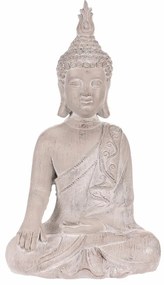 Dekoracja statuetka siedzącego Buddy, szara,poliresina, 30 x 22 x 54 cm