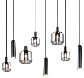 Czarna lampa wisząca z metalowo-szklanym kloszem Mataro – Trio