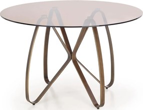 Szklany okrągły stół ze złotym stelażem G0-T34