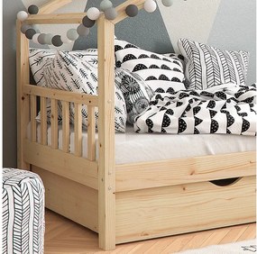 Łóżko domowe naturalne drewno 208x97x148 design