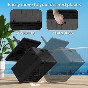 Outsunny Stojak na parasol tarasowy, stojak na parasol ogrodowy z blatem, podstawa parasola, Tworzywo sztuczne, Czarny