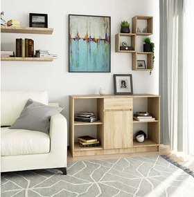 Komoda AKORD B17 Dąb Sonoma 120 cm 1 drzwi 1 szuflada kolor Dąb Sonoma mat 6 półek 120x40x77 cm