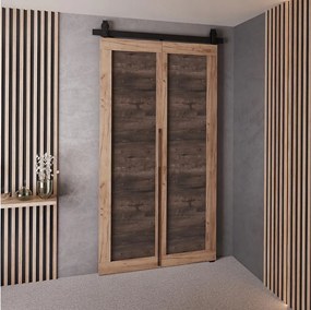 Drzwi Przesuwne QUDIO M1 Dąb Craft Złoty + Jesion Ciemny 90