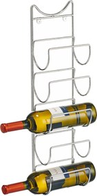 Metalowy stojak na wino montowany na ścianę, 5 butelek