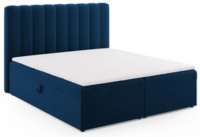Ciemnoniebieskie łóżko boxspring ze schowkiem 180x200 cm Gina – Milo Casa