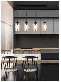 Czarna lampa wisząca ze szklanym kloszem 10x65 cm Bistro – Candellux Lighting