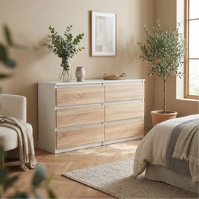 Komoda NUDO 120 cm do Salonu Sypialni 6 Szuflad Biały