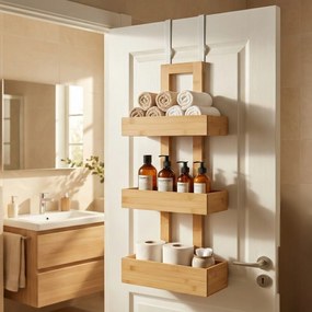 Bambusowy wieszak łazienkowy na drzwi RANT, 74 cm