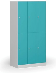 Szafka skrytkowa, 6 schowków, 1850 x 900 x 500 mm, demontaż, zamek cylindryczny, drzwi zielone