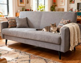 Szara kanapa rozkładana na nóżkach P3-Z95