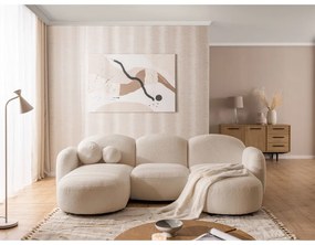 Jasnobrązowy narożnik z materiału bouclé (w kształcie litery U) Orbit – Ropez