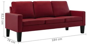 Bordowa nowoczesna tapicerowana sofa - Clorins 3X