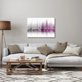 Obraz - Panorama miasta, różowo-  szara (70x50 cm)