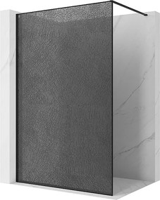 Mexen Kioto ścianka prysznicowa Walk-in 120 x 200 cm, crackle grafit 12 mm, czarna - 800-120-101-70-44-X