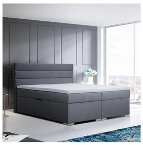 Tapicerowane łóżko z pojemnikiem i materacami z topperem NEW BOLERO 160x200 cm szare