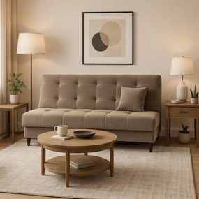 Sofa z Funkcją Spania LIMA Rozkładana Wersalka Dwuosobowa Beżowa Nowoczesna do Salonu