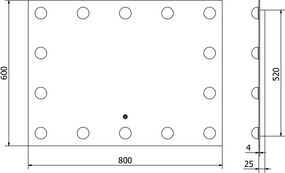 Mexen Dona lustro łazienkowe podświetlane 80 x 60 cm, LED 6000K, antypara - 9818-080-060-611-00