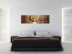 Obraz kobiety w złotym pokoju (170x50 cm)