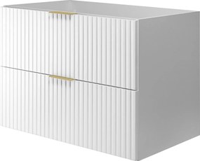 Szafka pod umywalkę, Biały, 80 x 57 x 46 cm, uchwyt złoty, bez blatu