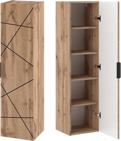Loftowe meble do łazienki z umywalką i lustrem Wood 50, dąb wotan