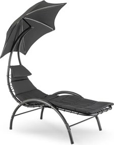 Leżak Ogrodowy z Parasolem CARPA Czarny
