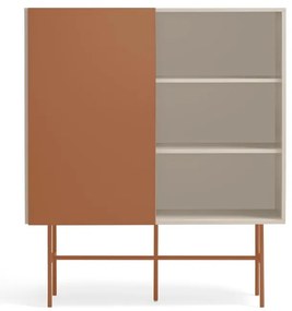 Ceglasto-beżowa wysoka komoda z drzwiami przesuwnymi 120x140 cm Nube – Teulat