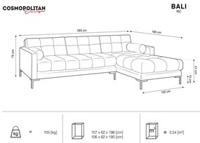 Czerwony aksamitny narożnik Cosmopolitan Design Bali, lewostronny