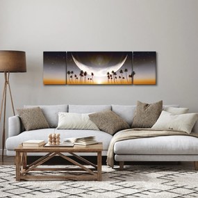 Obraz - Księżyc nad palmami (170x50 cm)