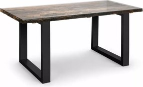 Stół 180 cm do jadalni z litego drewna z recyklingu pokryty szklanym blatem