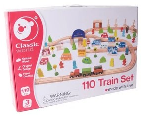 Wielki zestaw kolejka drewniana classic world 110 elementów