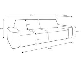 Masseno Sofa VEO z funkcją spania i pojemnikiem na pościel, Rozkładana sofa - Kremowy, RAVEN 22