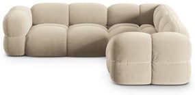 Beżowy aksamitny narożnik Loretto – Cosmopolitan Design