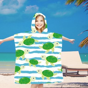 Dziecięce ponczo TURTLES zielone 60x120 cm