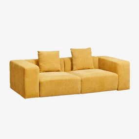 Modułowa Sofa 2-częściowa (↔︎230 Cm) Z Wysokim Podłokietnikiem Bruna Tkaniny Szenil Musztarda - Sklum