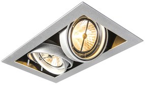 Wpuszczany reflektor stalowy AR111 regulowany 2-światłowy - OneonDesignerski Oswietlenie wewnetrzne