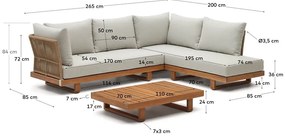 Kremowy zestaw mebli ogrodowych z litego drewna akacjowego dla 5 osób Raco – Kave Home