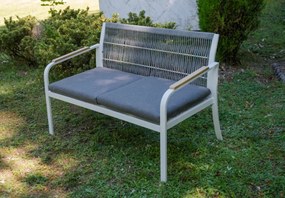 Zestaw mebli ogrodowych z aluminium Vento z plecioną liną - sofa, dwa fotele, stolik kawowy