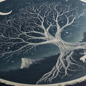 Obraz – Magiczne drzewo z jeleniem II. (z zegarem) (90x30 cm)