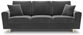 Jasnoszara aksamitna rozkładana/ze schowkiem sofa 235 cm Kyoto – Cosmopolitan Design