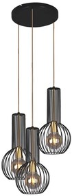 Czarno-złota potrójna lampa wisząca loftowa - S136 E2-G52
