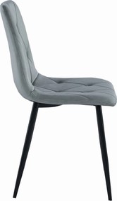 PROMOCJA Szare aksamitne krzesło jadalniane LIBRA z czarnymi nogami II. jakość