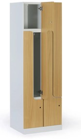 Metalowa szafka ubraniowa S1 Z, 4-drzwiowa, 1850 x 600 x 500 mm, zamek kodowy, drzwi laminowane, biała