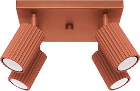 Lampa Sufitowa Minimalistyczny Karbon, Aluminium - 4 Źródło - L.25 X H.16.5 Cm - Ochra Czerwona