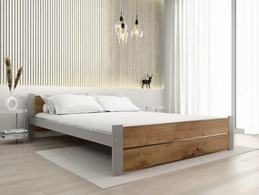 Łóżko IKAROS DOUBLE 120 x 200 cm, dąb artisan/szary Stelaż: Ze stelażem listwowym rolowanym, Materac: Materac Coco Maxi 20 cm