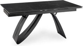 Stół Rozkładany Prostokątny DEVON 160-220 cm Ceramiczny Czarny Marmur/Czarny Nowoczesny