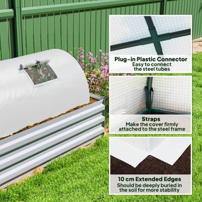 Outsunny Szklarnia foliowa, mini-tunelowa z oknami z siatki, odporna na UV, folia z tworzywa sztucznego, 200 x 80 x 45 cm, Biała