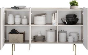 Komoda Malmi 150 cm trzydrzwiowa - kaszmir / złote nóżki