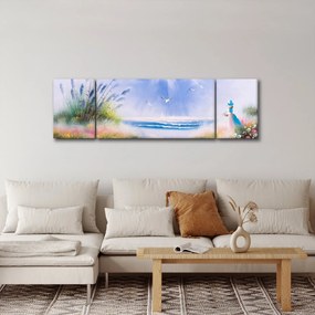 Obraz - Romantyczna plaża, obraz olejny (170x50 cm)