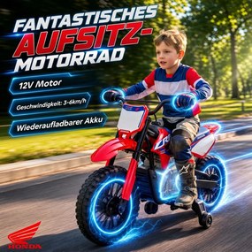AIYAPLAY Elektryczny motocykl dla dzieci HONDA CRF 450R 12 V dziecięcy motocross z silnikiem 35 W akumulatorem litowym tylne zawieszenie koła 30,48 cm | Aosom PL