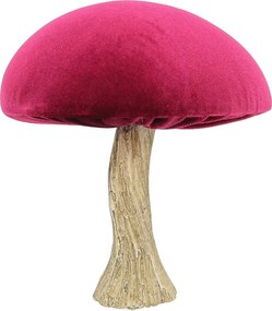 Dekoracja Velvet Mushroom 17 cm ruby